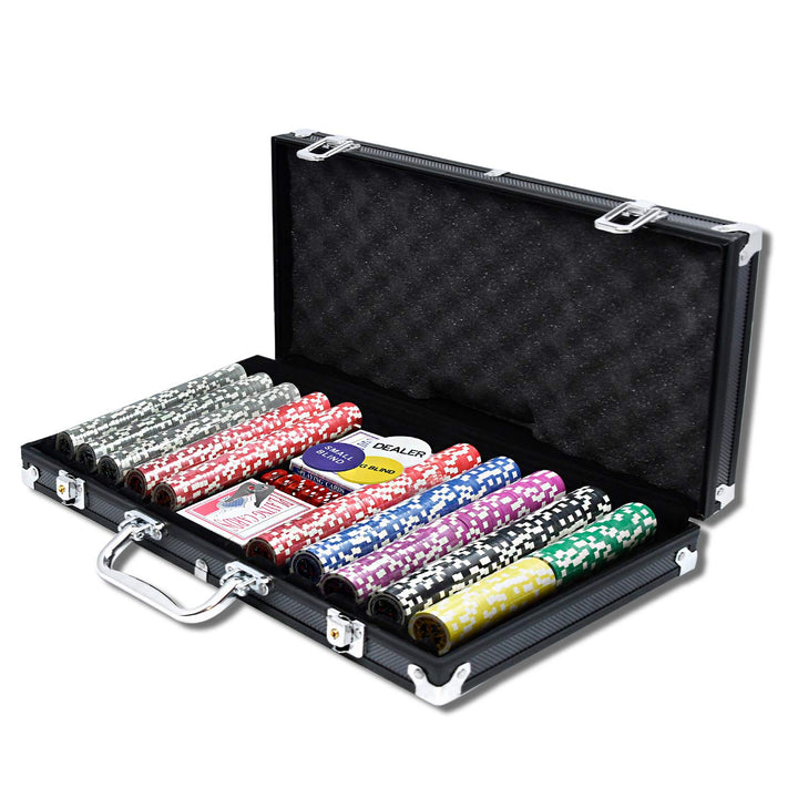 500 Chips Pokerkoffer,Laser Pokerchips mit Aluminium-Gehäuse,inkl. 500x Hochwertigen Laserchips,2X P
