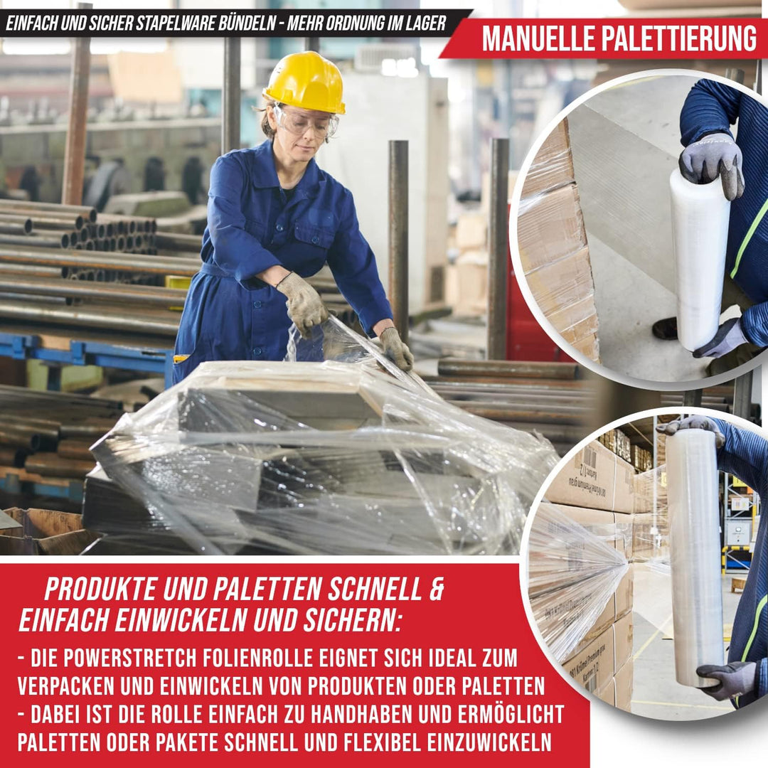 KALTAK Wickelfolie Stretchfolie Handstretchfolie transparent bis 450m [gestretcht] Rolle 300m ungede