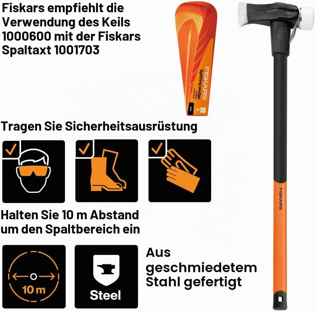 Fiskars Dreh-Spaltkeil, Für Kunststoffhammer, Gehärteter Stahl (geschmiedet), Orange, 1000600 Dreh-S
