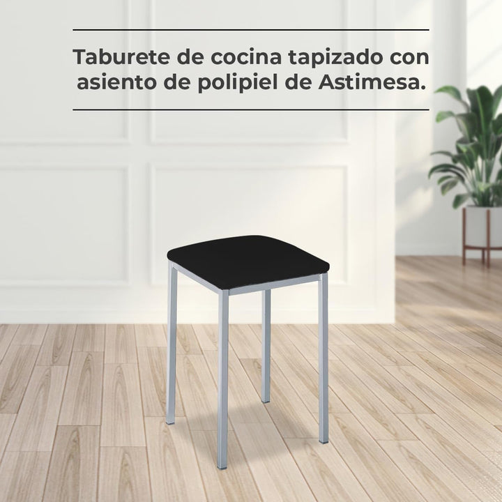 ASTIMESA - Gepolsterter Küchenhocker - Solide und Feste Struktur - Gestell Farbe Aluminium und Sitzf