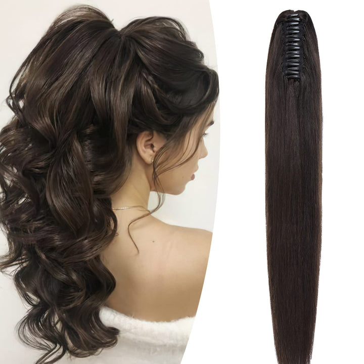 SEGO Ponytail Haarteil Echthaar Zopf Extension mit Klammer Clip in Pferdeschwanz Haarverlängerung 10
