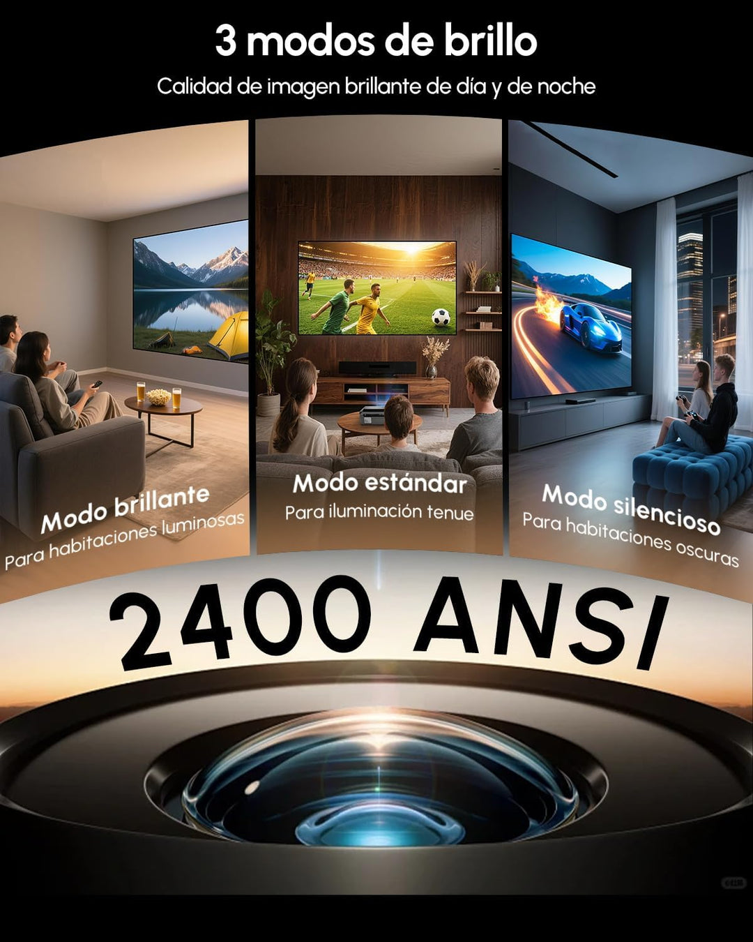 4K Smart Beamer Tageslicht mit Zertifizierten Apps, 2300 ANSI LED Projektor, DB-Audio, Autofokus, Wi