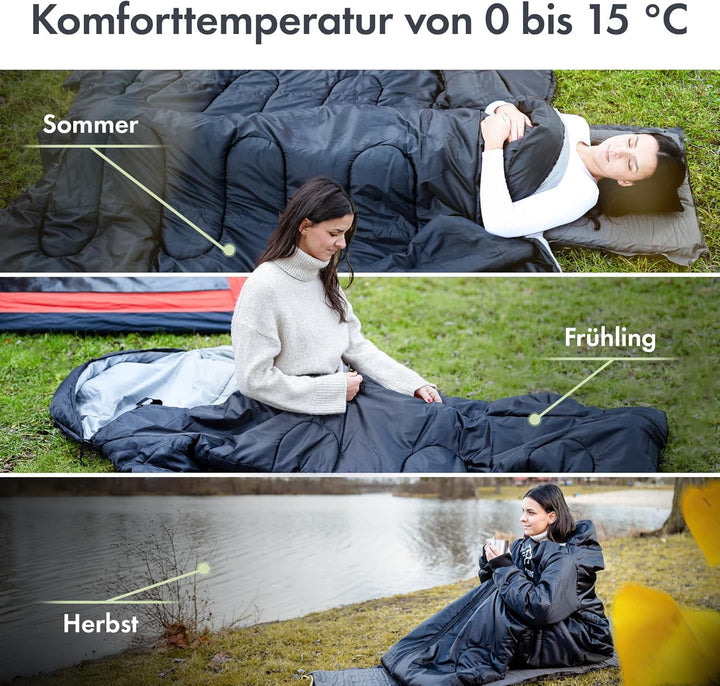 Schlafsack [mit Ärmeln] – Schlafsäcke für Erwachsene, Outdoor & Camping [3 Jahreszeiten] Deckenschla