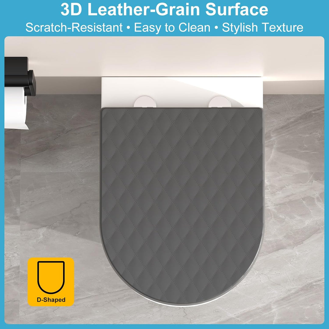 YEAUPE PRO WC Sitz D Form [KURZ], Grau | Toilettendeckel mit Absenkautomatik | Klodeckel, Klobrille