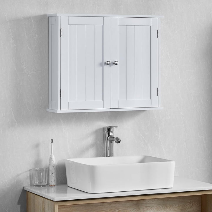 Bath Vida Badezimmerschrank, 2 Türen, Wandmontage, Holz, weiss 15 x 60 x 50 cm Wandmontierter Badezi