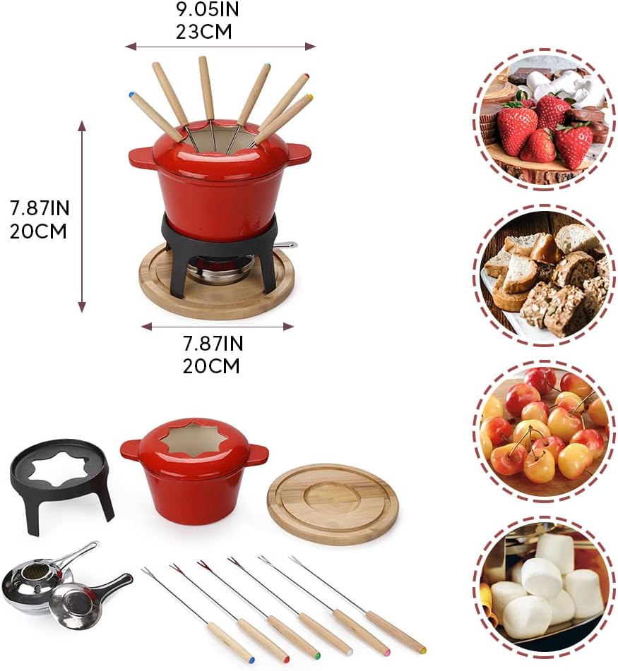 Virklyee Fondue Set Keramik Cheese Gusseisen Von 6 Gabeln Käse Fondue Set Schokoladen Fondue DIY Fon