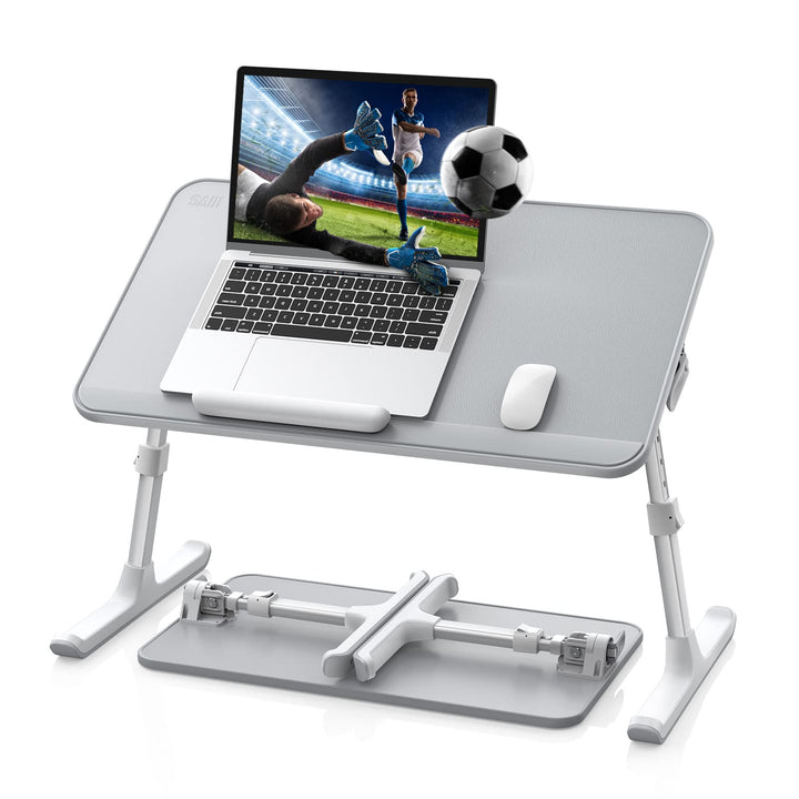 Laptoptisch fürs Bett, SAIJI Bett Tisch, komfortabel Tischplatte aus Leder, einstellbare Höhe, Neigu
