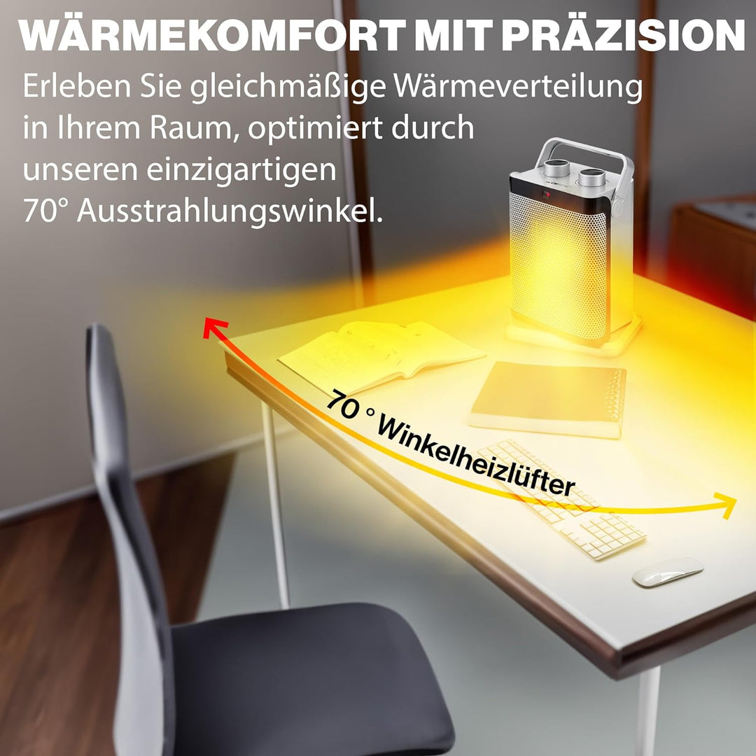 Clatronic HL 3631 Keramik-Heizlüfter, 7-Stufen-Schalter, stufenlos regelbarer Thermostat, 1000/1500