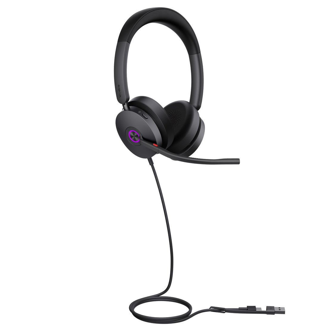 Yealink UH48 Dual UC Headset – USB-C/A, Hybrid ANC, 4-Mikrofon Geräuschunterdrückung, Dual Busylight