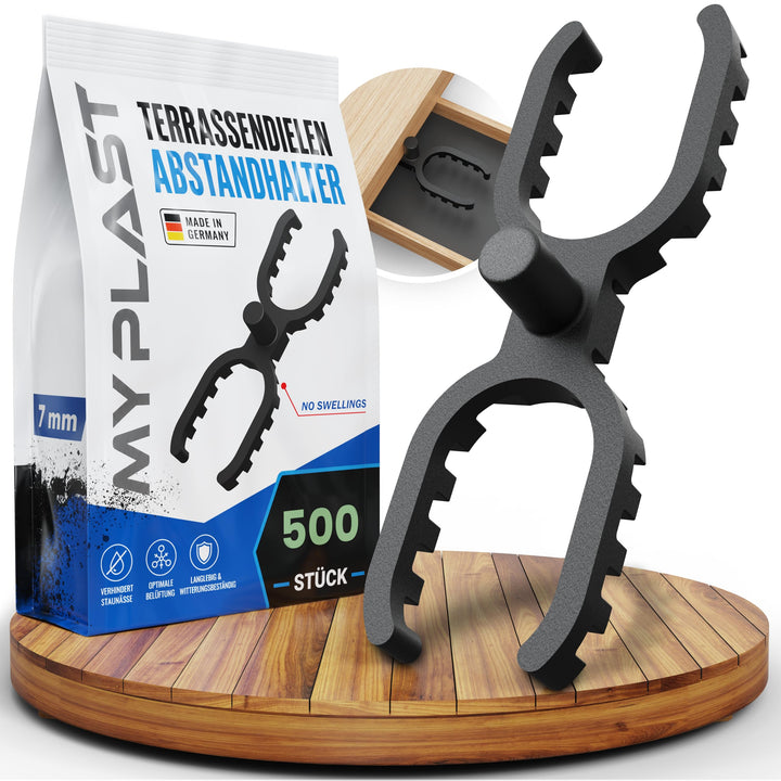 My Plast I 7 mm Fugenbreite - 500 Stück - offen geriffelt I Terrassen-Abstandhalter – hochwertiger D