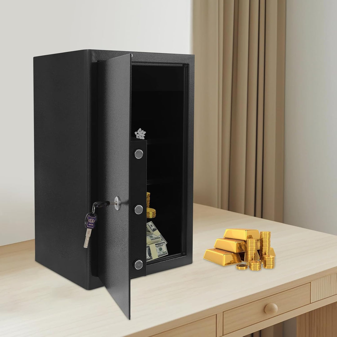 Safe Tresor mit Schlüssel, 60L Möbeltresor aus hochwertige Stahl, Sicherheitsschrank Geldsafe für Zu