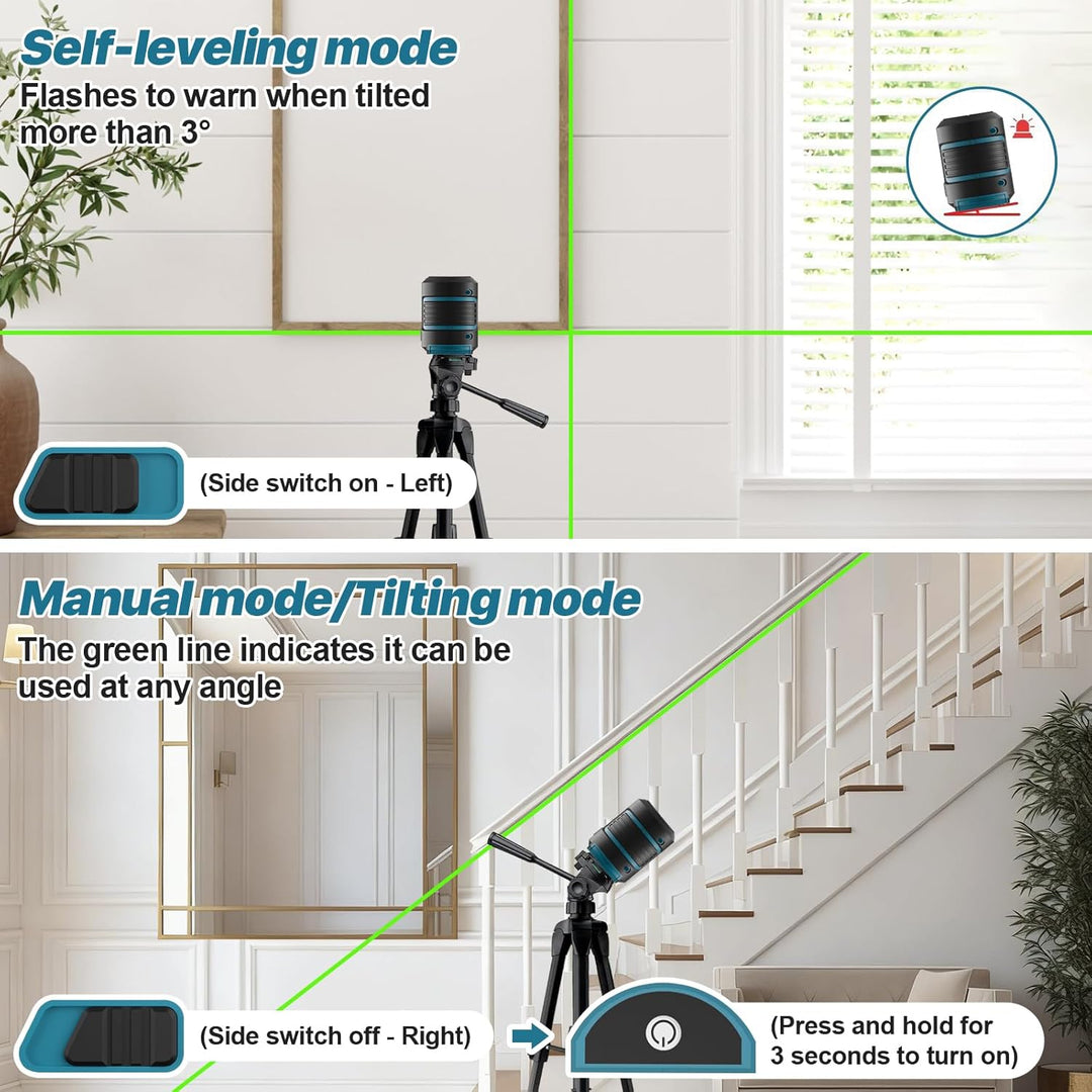Kreuzlinienlaser mit Stativ, Laser Wasserwaage, 360 Grad Laser Level, IP54 Wasser/Helligkeit einstel