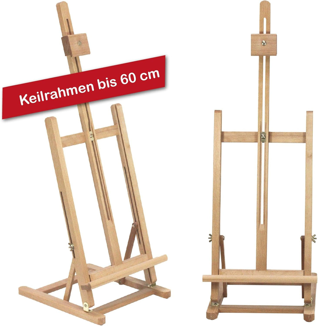 Paintersisters Grosse TISCHSTAFFELEI T-60 aus Buche FSC® für Keilrahmen bis 60 cm, Sitzstaffelei, Wi