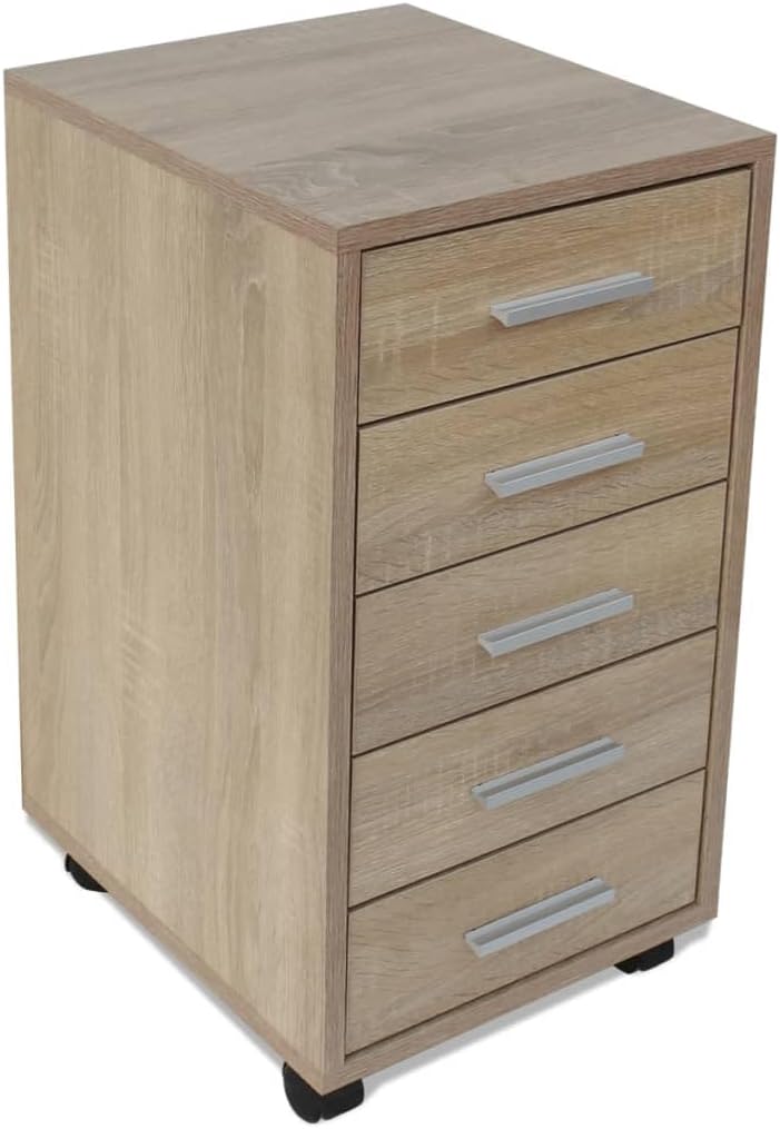 vidaXL Bürocontainer Rollcontainer Schubladenelement Büroschrank + 5 Schubladen Eiche, Eiche
