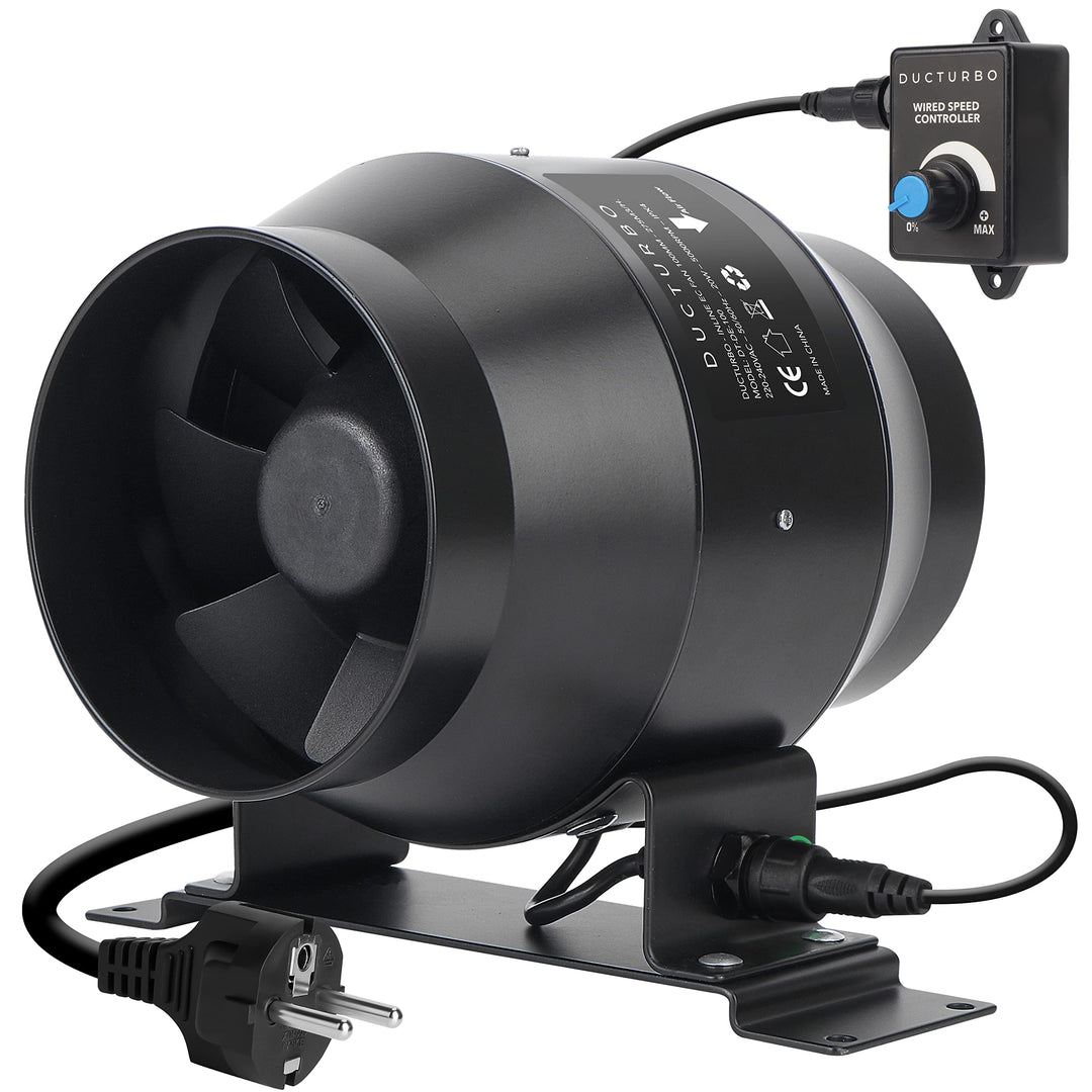 DUCTURBO Rohrventilator 100mm Regelbar, 275m³/h Inline-Kanalventilator Abluftventilator Ideal Rohrlü
