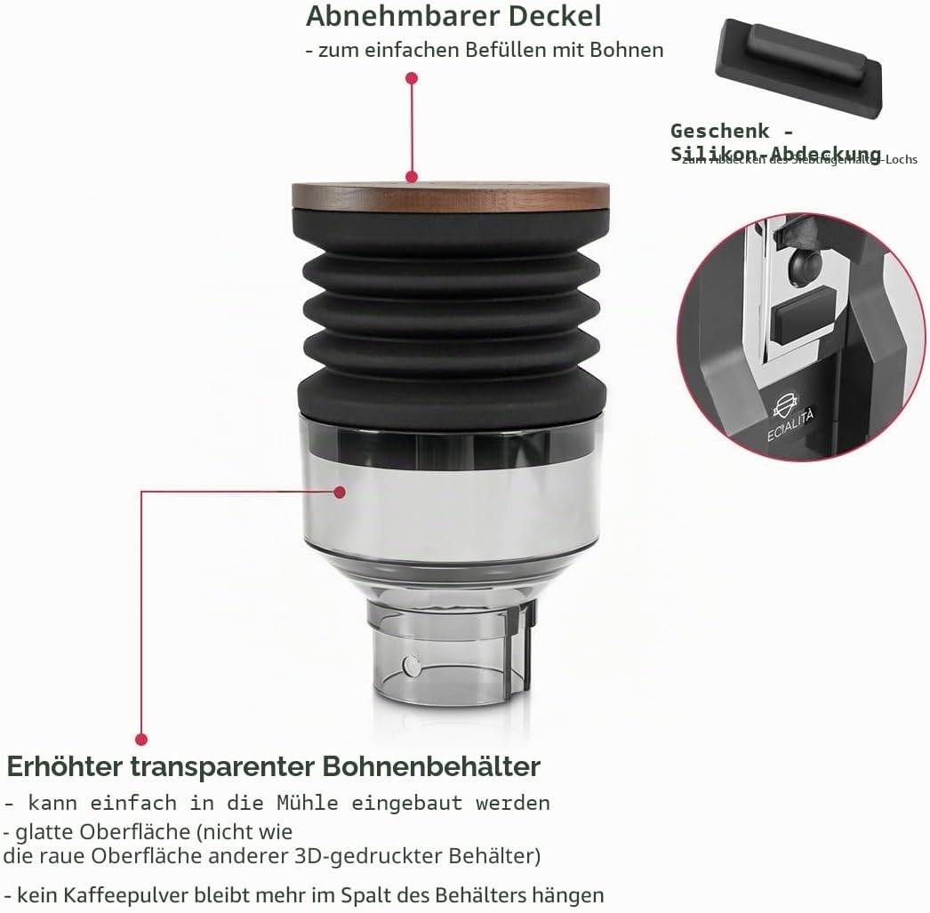 Einzeldosier-Trichter mit Faltenbalg, Kapazität: 90 g, transparent, Einzeldosierung, kompatibel mit