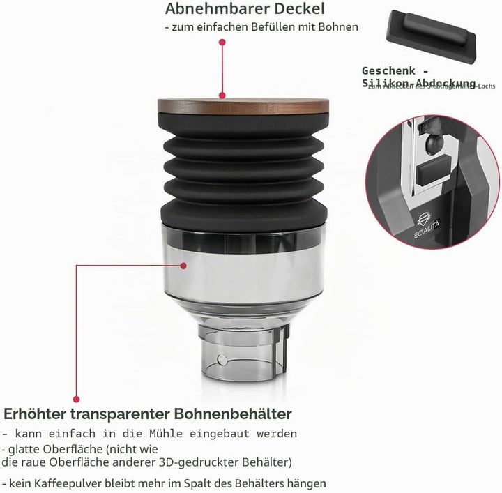 Einzeldosier-Trichter mit Faltenbalg, Kapazität: 90 g, transparent, Einzeldosierung, kompatibel mit