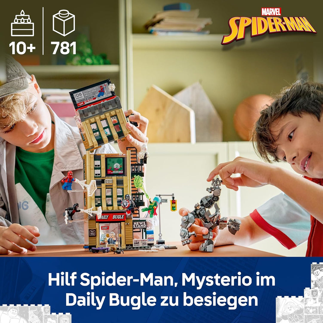 LEGO | Marvel Spider-Man vs. Mysterio: Daily Bugle - Superhelden Spielzeug mit Mech Actionfigur und