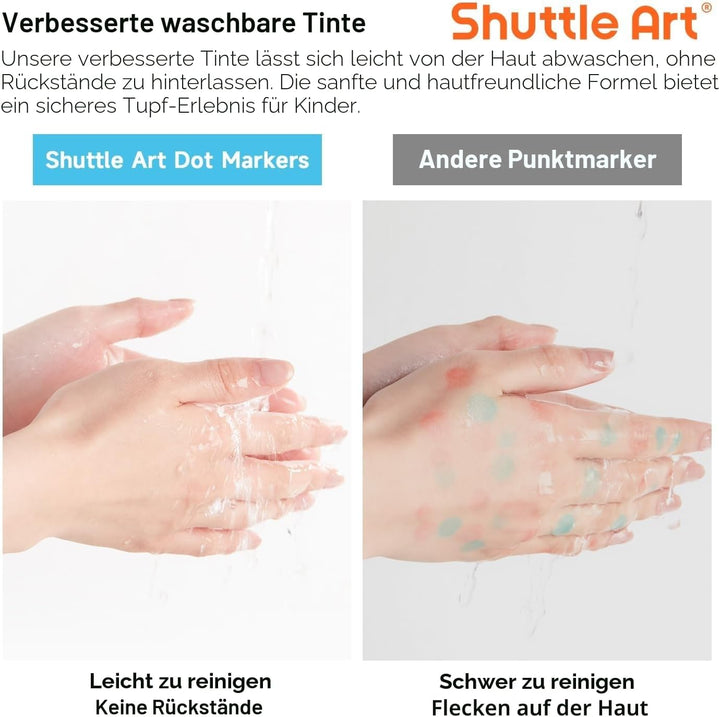 Shuttle Art 30 farbige Dot Markers, Kinderstifte auswaschbar, Bingomarker (Bingo Dabbers), mit 20 ei