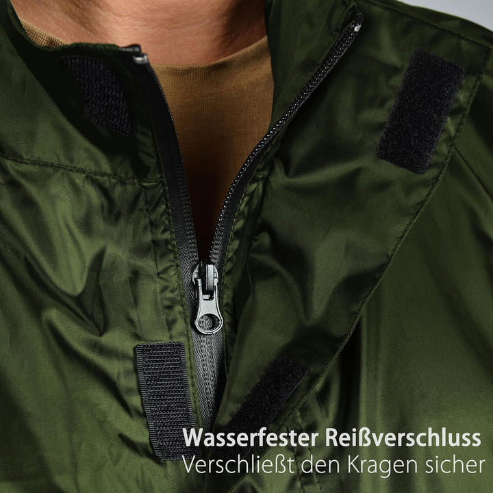 Outdoro Regenponcho mit Ärmeln - Mit Navigations-Fenster in der Brusttasche, Reissverschluss und Sic