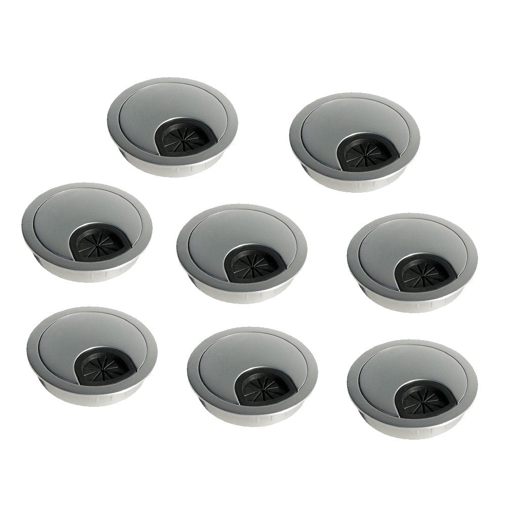 Emuca Kabeldurchführung aus Zamak fur Einbau im Tisch, Durchmesser 60mm, Chrom Matt, 8 Stück Verchro