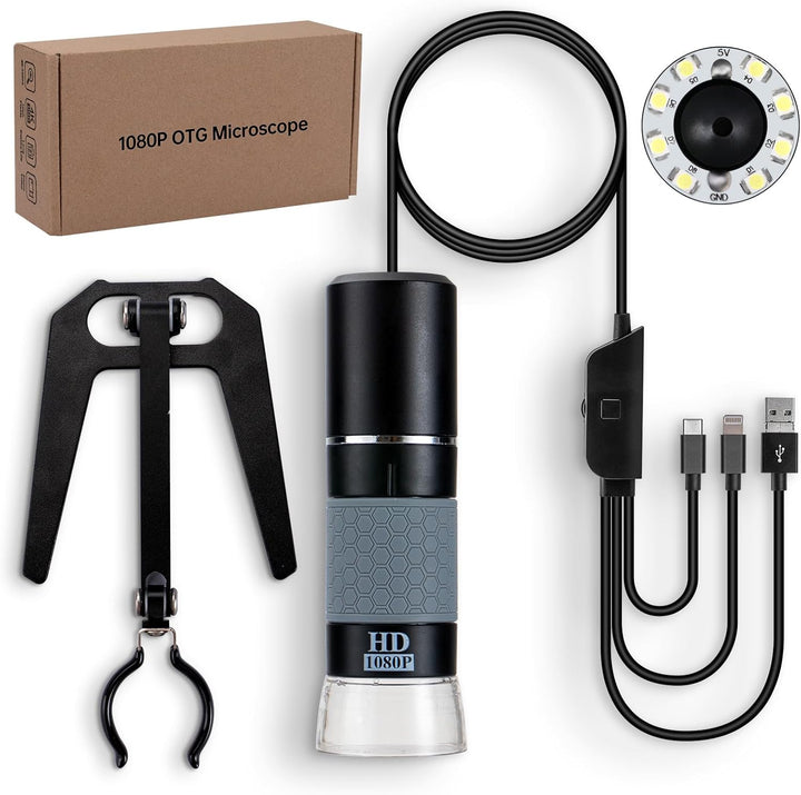 1080P USB-Mikroskop mit Metallständer, 50X-1000X Handheld Digital Mikroskop Kamera Kompatibel mit iP
