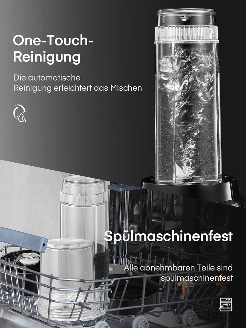HOUSNAT Smoothie Maker To Go, 500W Standmixer Mixer Kaffeemühle 280ml, Blender Elektrisch mit 2 Trit