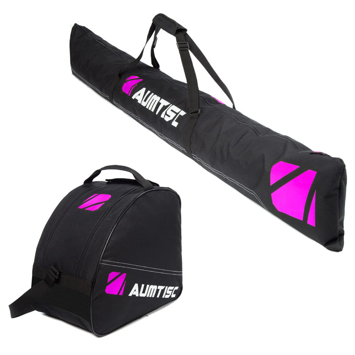 AUMTISC Skitasche Set Skisack &amp;Skischuhtasche Längenverstellbare Bis 200 cm für 1 Paar Ski &amp; Skischu