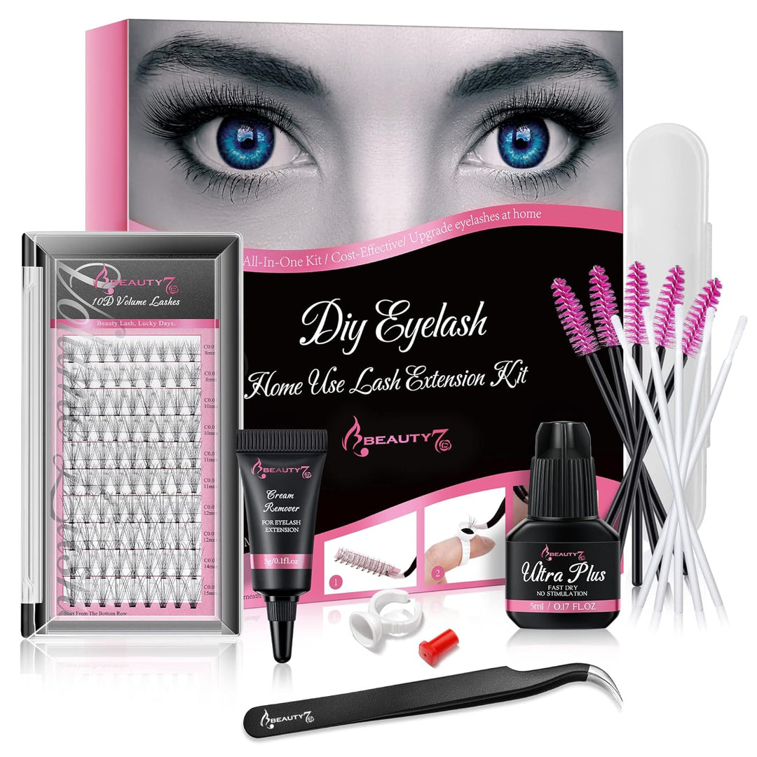Beauty7 DIY wimpernverlängerung Wimpern Set Selbstanwendung Semipermanenter Wimpern Extensions Set 1