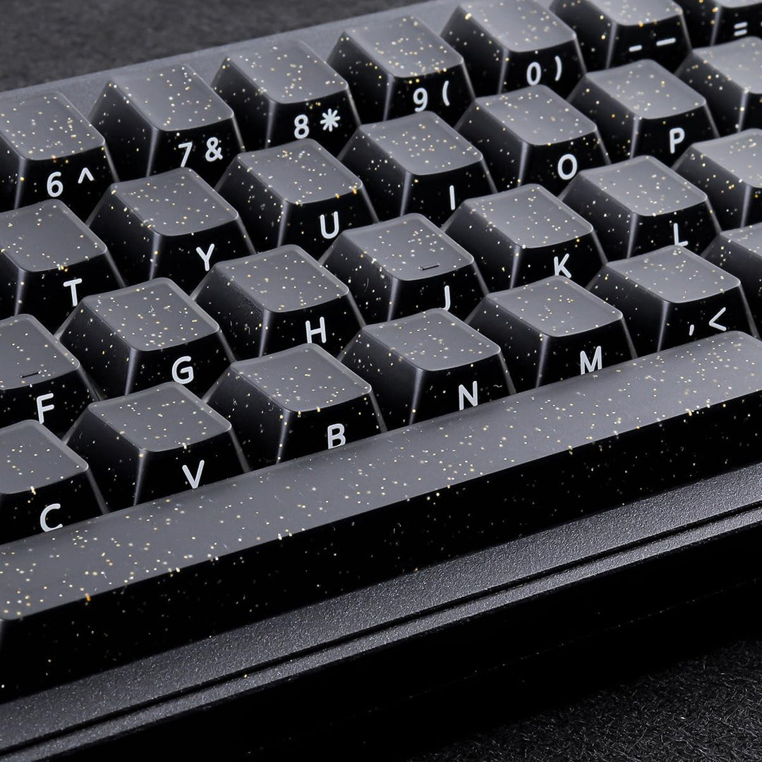 JakeTsai Velvet Crystal Jelly Black Keycaps, 126 Keys Double Shot Translucent PC Keycaps Dye-Sub Che