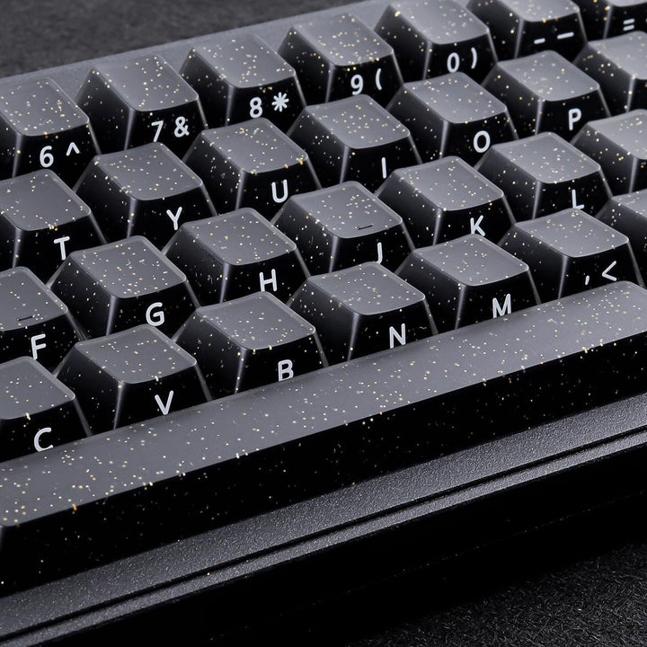 JakeTsai Velvet Crystal Jelly Black Keycaps, 126 Keys Double Shot Translucent PC Keycaps Dye-Sub Che