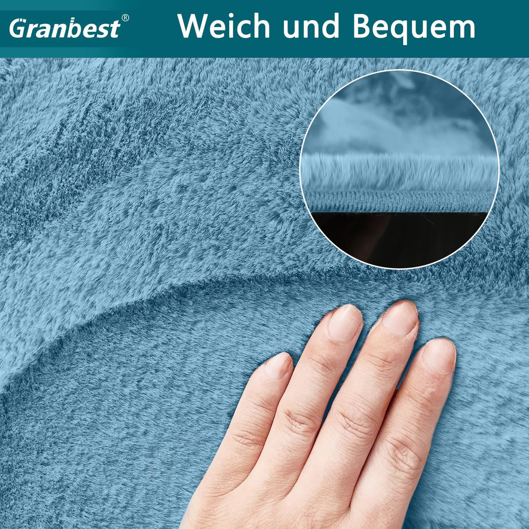 Granbest Luxus Dicken Sofa Sitzkissen Bezüge ähnlich Kaninchenfell Stilvolle Plüsch 750GSM Sitzbezüg