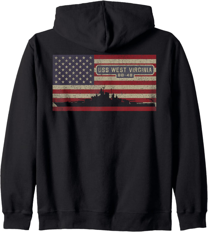 USS West Virginia BB-48 WW2 Schlachtschiff USA Amerikanische Kapuzenjacke