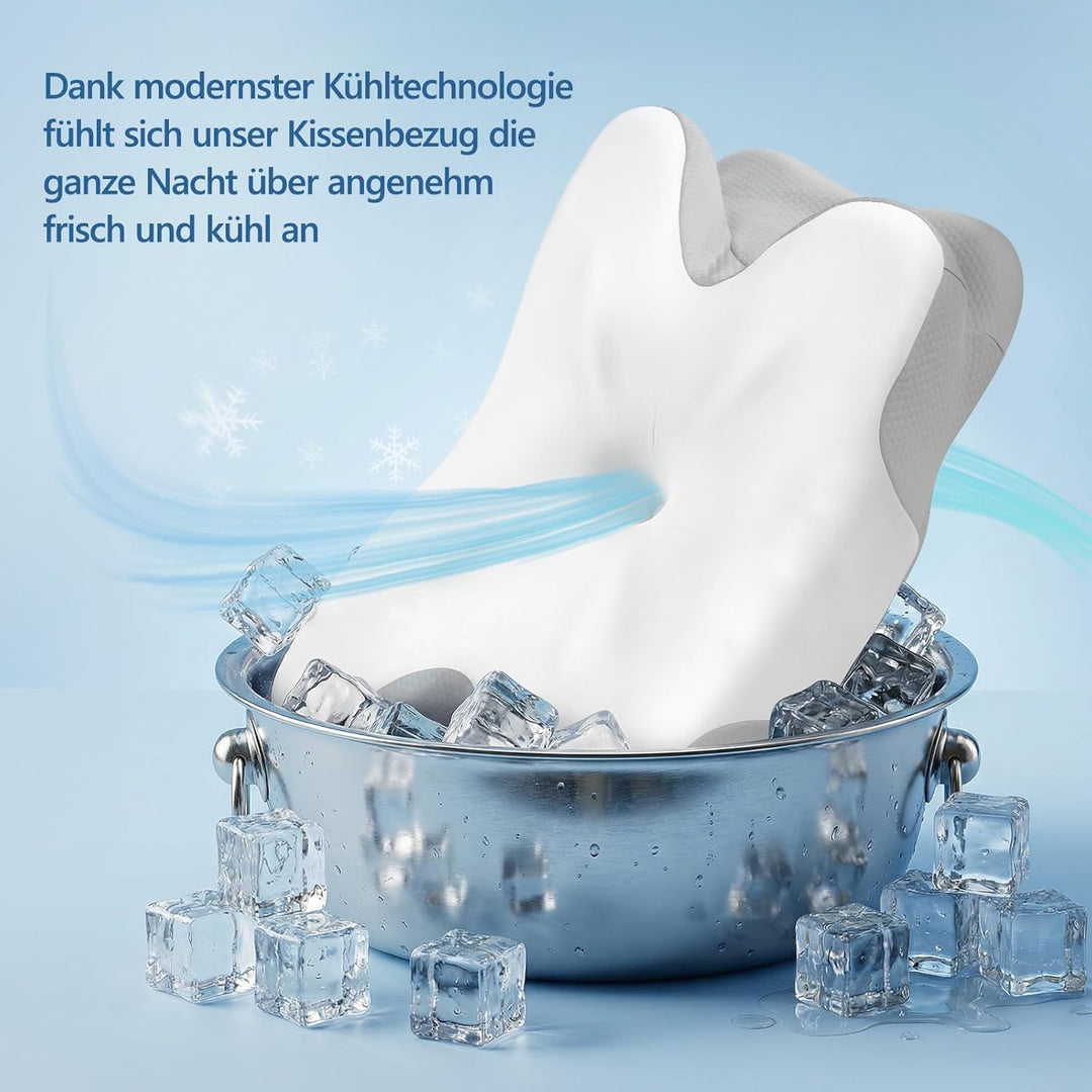 Nackenkissen - Orthopädisches Kopfkissen aus Memory Foam - Ergonomisches Kopfkissen gegen Nackenschm