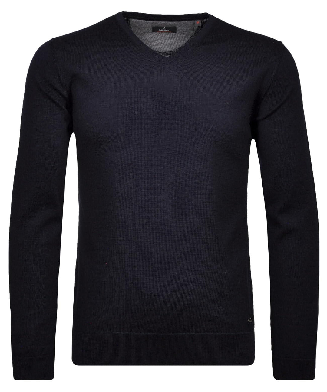 RAGMAN Herren Merino-Pullover V-Ausschnitt L Dunkelblau-711, L Dunkelblau-711