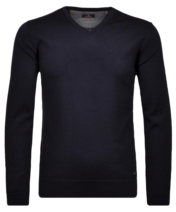RAGMAN Herren Merino-Pullover V-Ausschnitt, S Dunkelblau-711