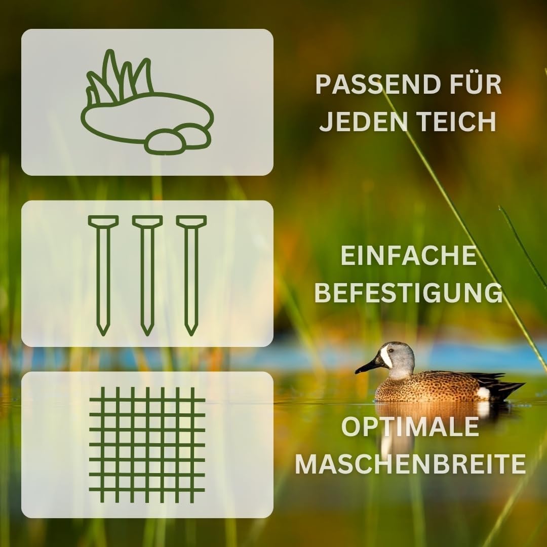 AquaOne Teichnetz feinmaschig 10x10m Teichabdeckung für laubfreien Teich vielseitiges Netz in schwar