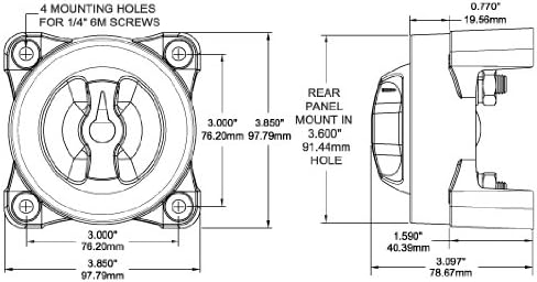Blue Sea Systems 9001E e-Series Batterieschalter, Selector 4 Positionen, rot Selector 4 Pos., Select