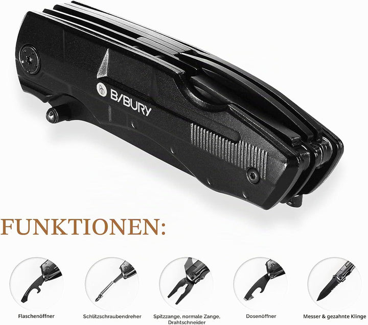 Geschenke für männer, BIBURY 5 in 1 Multifunktionsmesser, Weihnachtsgeschenke Faltbares Multitool Ta