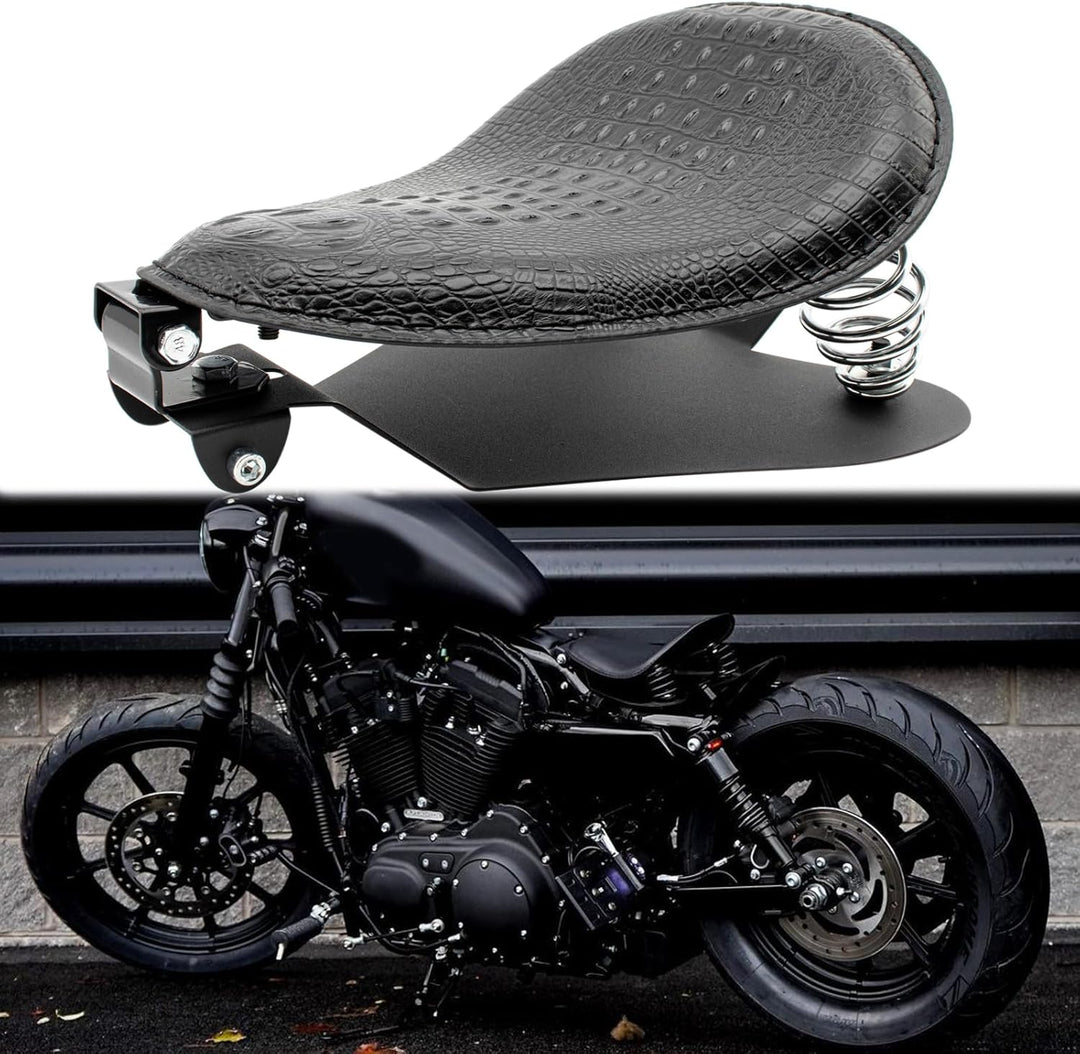 BREDUXSER Motorrad Bobber Sitz, Krokodil Leder Motorrad Solo Sitz für Sportster XL1200 883 48 Dyna S