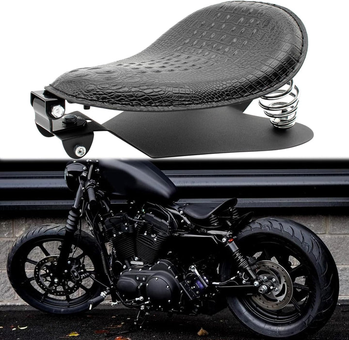BREDUXSER Motorrad Bobber Sitz, Krokodil Leder Motorrad Solo Sitz für Sportster XL1200 883 48 Dyna S