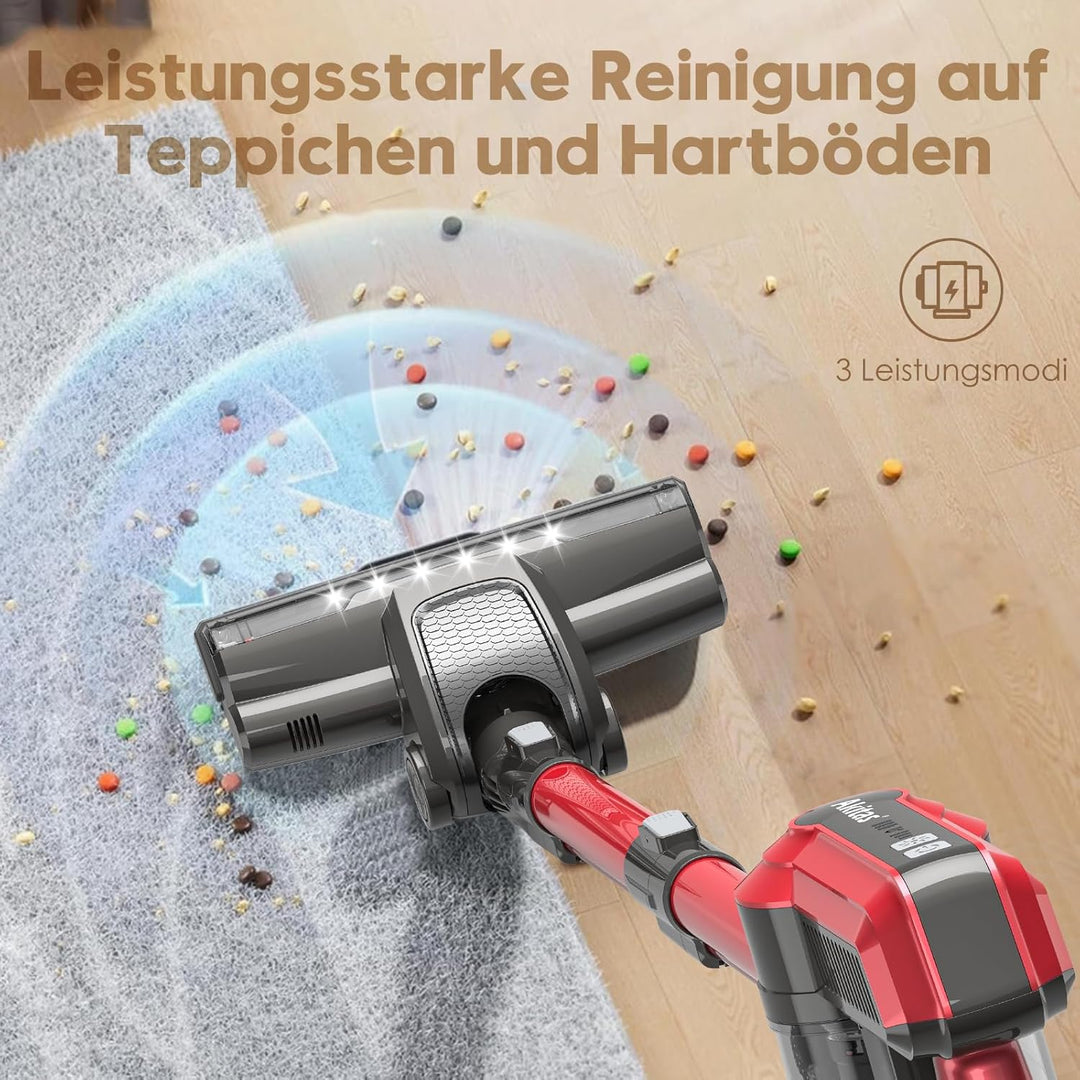 Akitas V10 Kabelloser Staubsauger 30V 450W Bis zu 50 Minuten Laufzeit 3 Saugstufen Hand- und Stielst