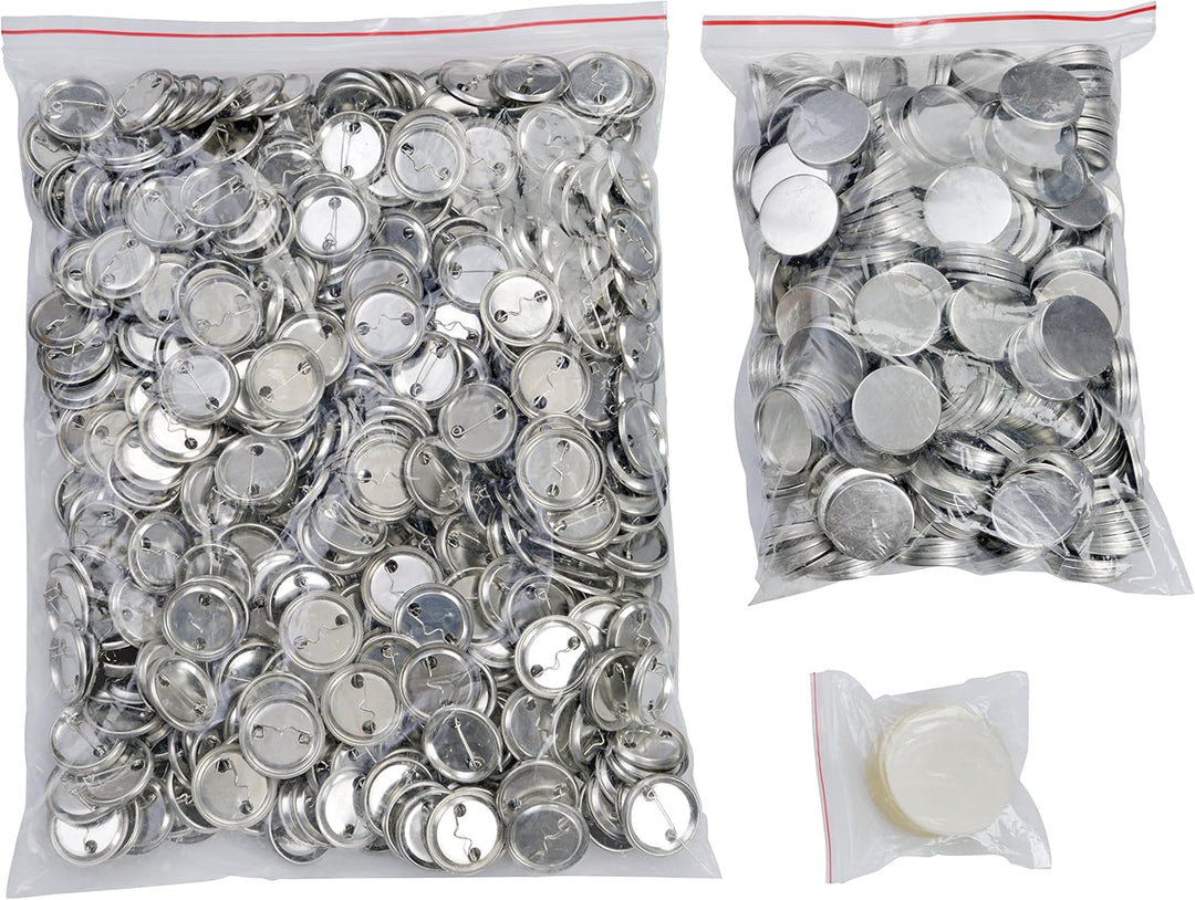 Buttonrohlinge 38mm (500 Stück) für Badgematic Buttonmaschine mit Sicherheitsnadel, 500