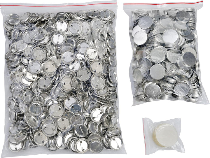 Buttonrohlinge 38mm (500 Stück) für Badgematic Buttonmaschine mit Sicherheitsnadel, 500