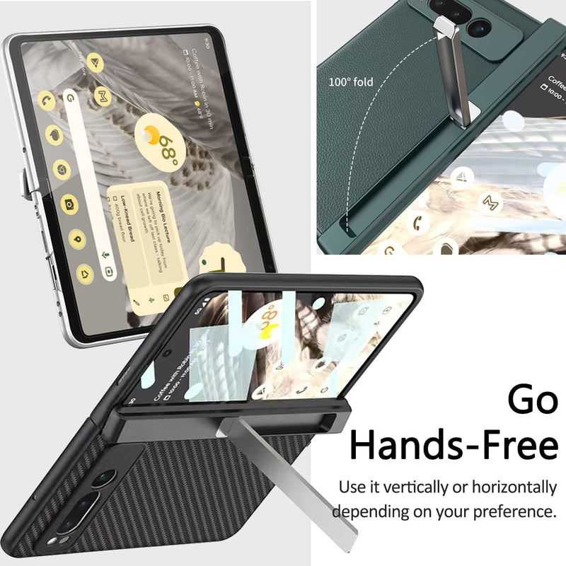 Miimall Lederhülle Kompatibel mit Google Pixel Fold Hülle mit Displayschutz, [Magnetischer Scharnier