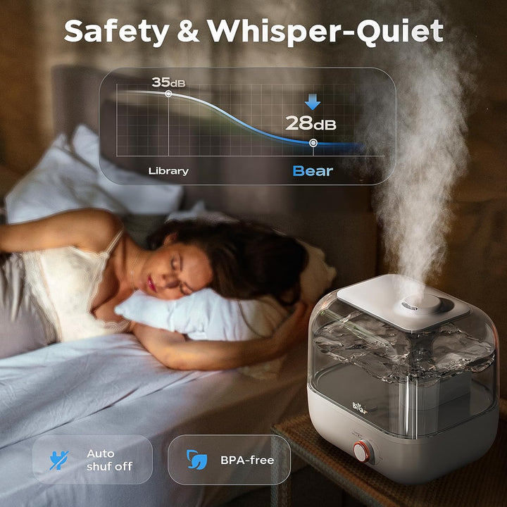 BEAR 5L Top-Füllung Luftbefeuchter,360° Dehbarer Dampfdüse,28dB Ultraleise für Babys und Pflanzen, 3