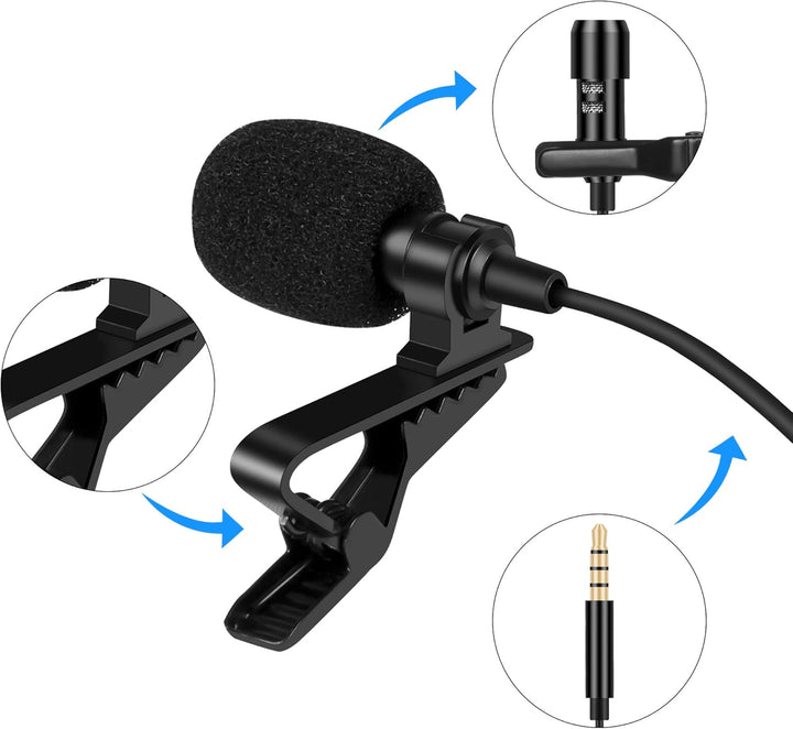 Kalawen Lavalier Mikrofon 2 Omnidirectional Kondensator Lapel Mic für 3,5mm Android Smartphone iPhon