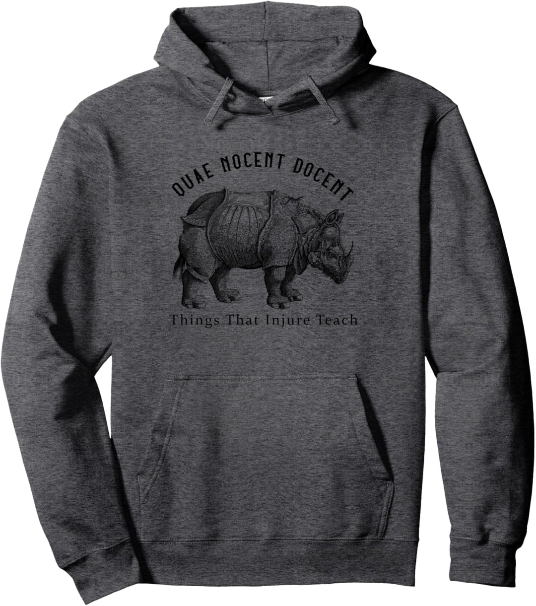 Things That Injure Teach Rhino And Funny Latin Zitat Pullover Hoodie