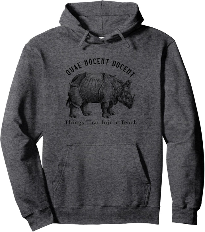Things That Injure Teach Rhino And Funny Latin Zitat Pullover Hoodie