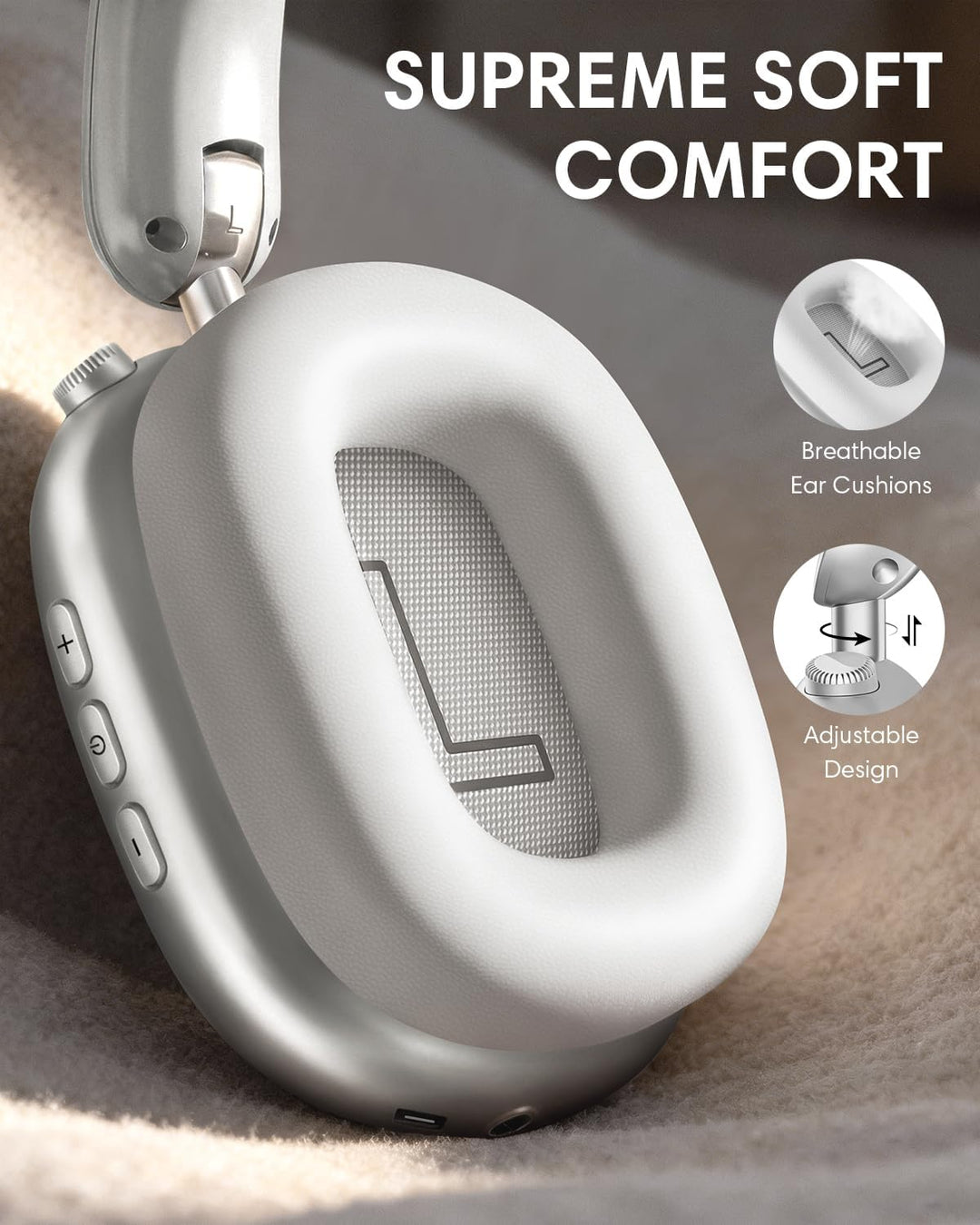 Wentronic Y02 Aktive Noise Cancelling Kopfhörer,60 Std.5 EQ-Musikmodi,Hi-Res-Audio,Tiefe Bässe,faltb